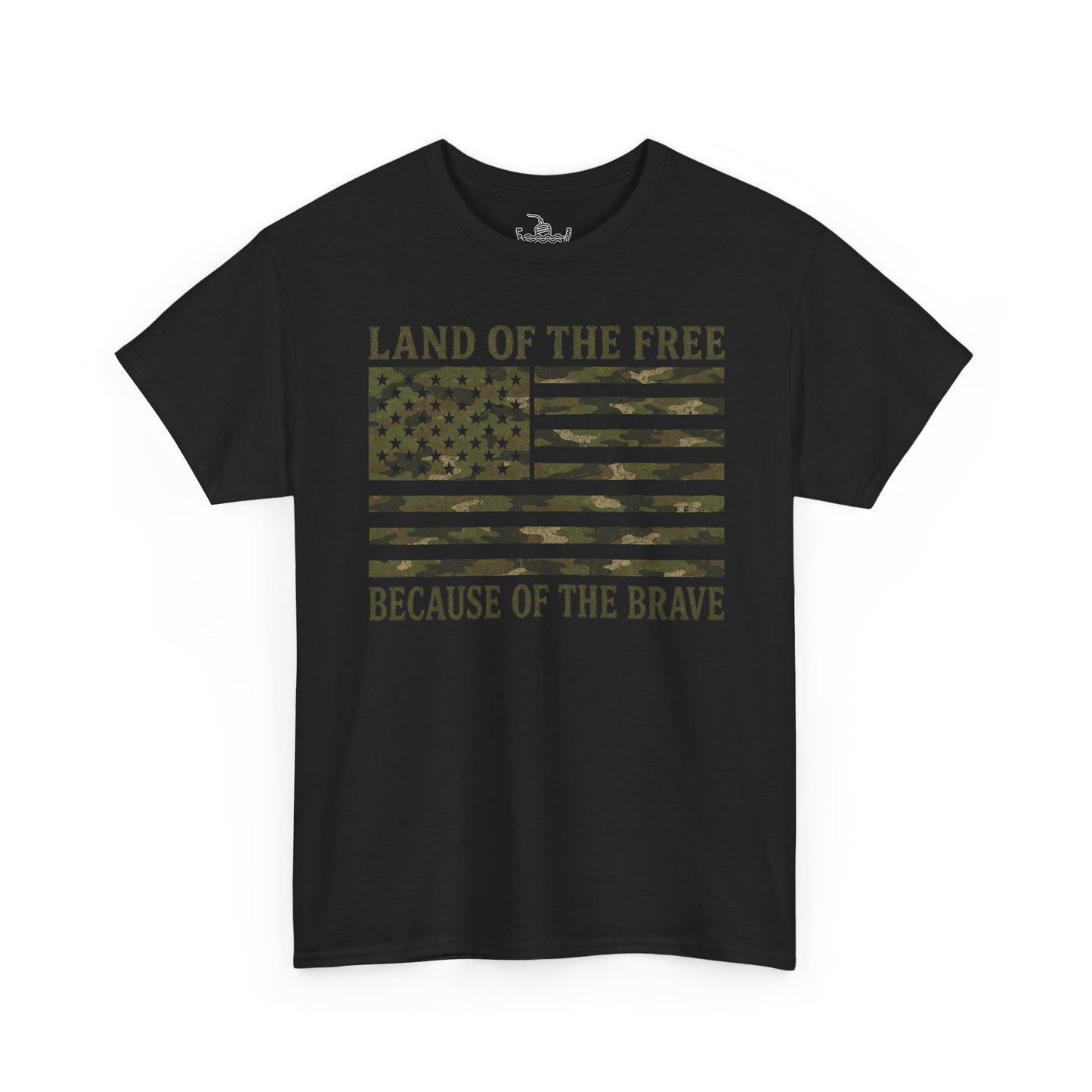 Land of the Free Because of the Brave T-Shirt | American Flag Tee | Patriotic Camo for Veterans and Fourth of July