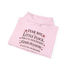 Fear Not Little Flock Hoodie with Printed Sleeves | Luke 12:32 Scripture Heart Design Bible Verse Gift | Share your faith