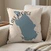 Pillow with a blue map of Florida and text "LAKE GEORGE FLORIDA".