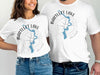 White t-shirts with Bartlett Lake Arizona map and compass graphic.