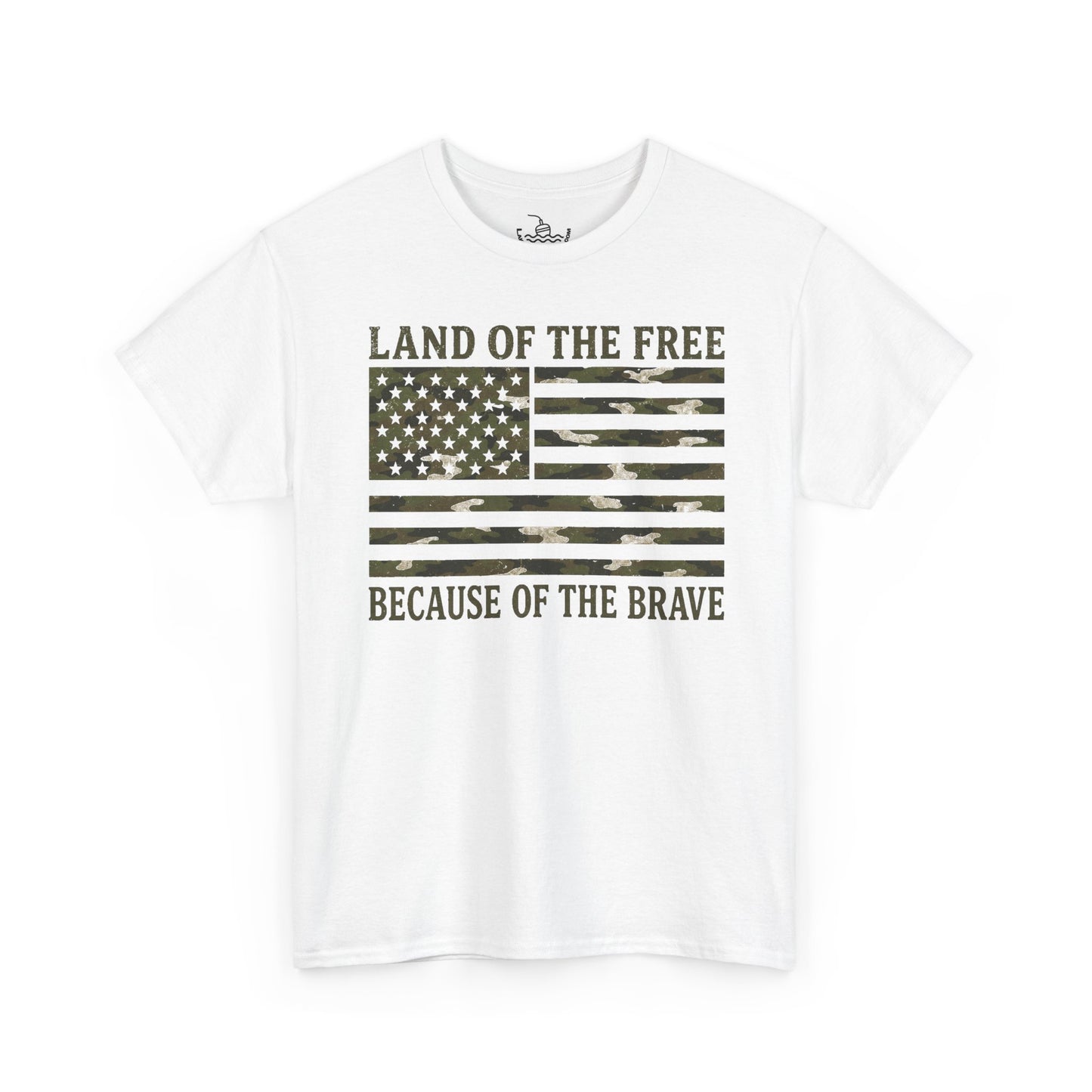 Land of the Free Because of the Brave T-Shirt | American Flag Tee | Patriotic Camo for Veterans and Fourth of July