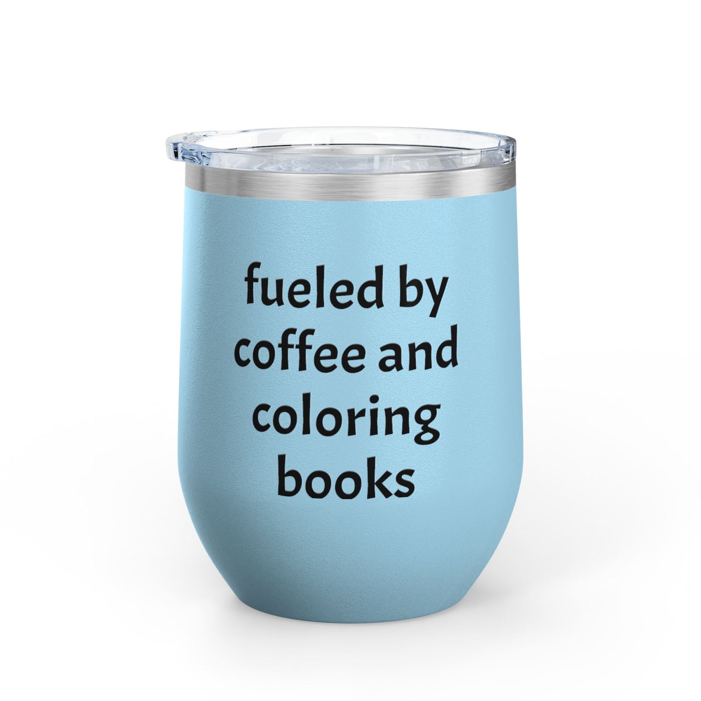 Charming Coffee Wine Tumbler with Lid for Coloring Book Lovers, Heart and Latte Design, Stainless Steel