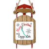 Sled ornament with "Merry Christmas From Cayuga Lake" and snowflaked design.
