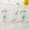 Three glasses display "Balsam Lake Ontario" with a blue lake map and compass design.