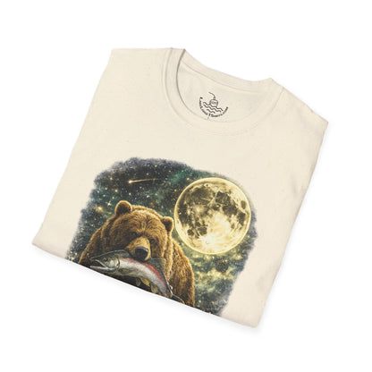 Kodiak Brown Bear Night Fishing with Salmon T-Shirt Midnight Hunting Rustic Forest Animal Art Gift Shirt ULTRA SOFT Shirt