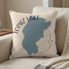 Pillow with blue Topaz Lake map graphic and "Topaz Lake California" text.