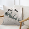 Lake Cachuma California map design on a light gray textured pillow.