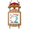 Sled ornament with "Merry Christmas from Lake Houston" and a map overlay.