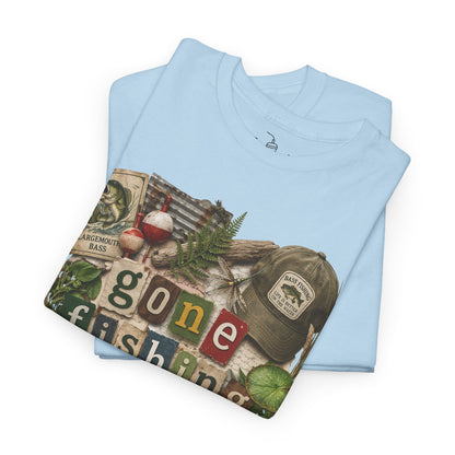 Gone Fishing T-Shirt | Scrapbooking Letters Retro Vintage Design | Retirement and Father's Day Shirt