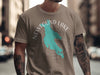 Brown t-shirt with New Found Lake New Hampshire map and compass graphic.