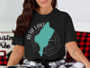 Black t-shirt with teal Alta Lake map, compass, and Washington text.