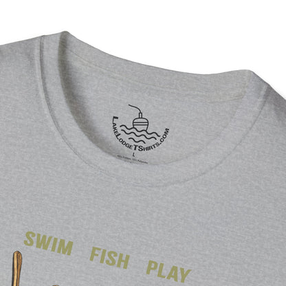 Lake Life T-Shirt | Boat Oars Life Preserver Anchor Letters Rustic Design | Fishing Water Skiing Gift Tee