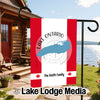 Custom garden flag with Lake Ontario map, compass, and "The Smith Family" text.