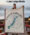 Tenkiller Ferry Lake map blanket with compass design and Oklahoma text.