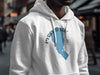 White hoodie with a Pyramid Lake Nevada map and compass design.