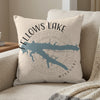 Fellows Lake Missouri map graphic on a cream textured pillow.