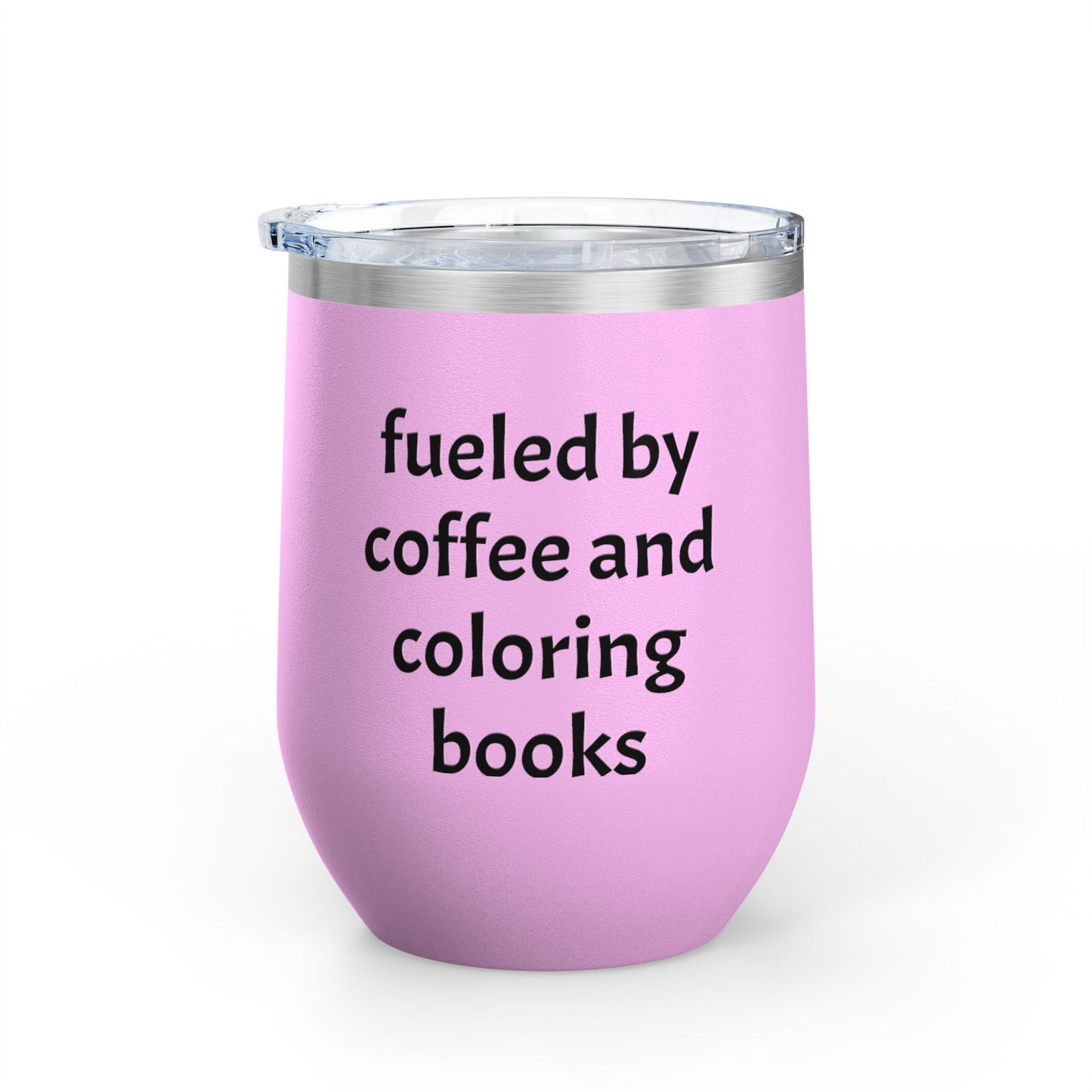 Charming Coffee Wine Tumbler with Lid for Coloring Book Lovers, Heart and Latte Design, Stainless Steel