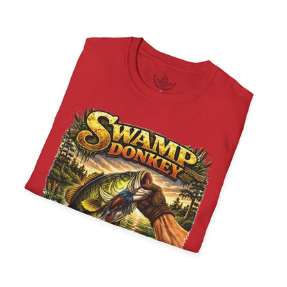 Swamp Donkey Bass Fishing Funny T-Shirt Ultra Soft | Vintage Largemouth Angler Shirt Father's Day