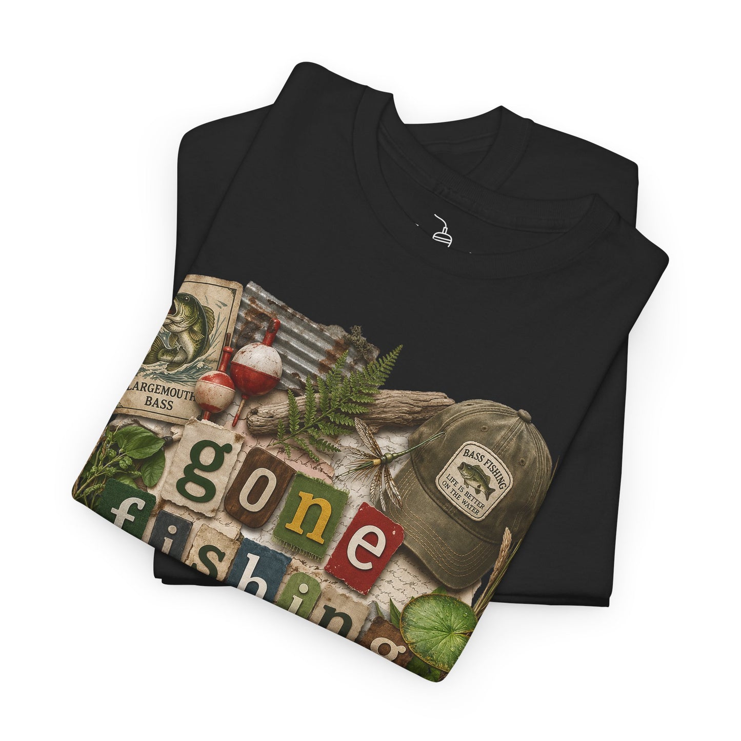 Gone Fishing T-Shirt | Scrapbooking Letters Retro Vintage Design | Retirement and Father's Day Shirt