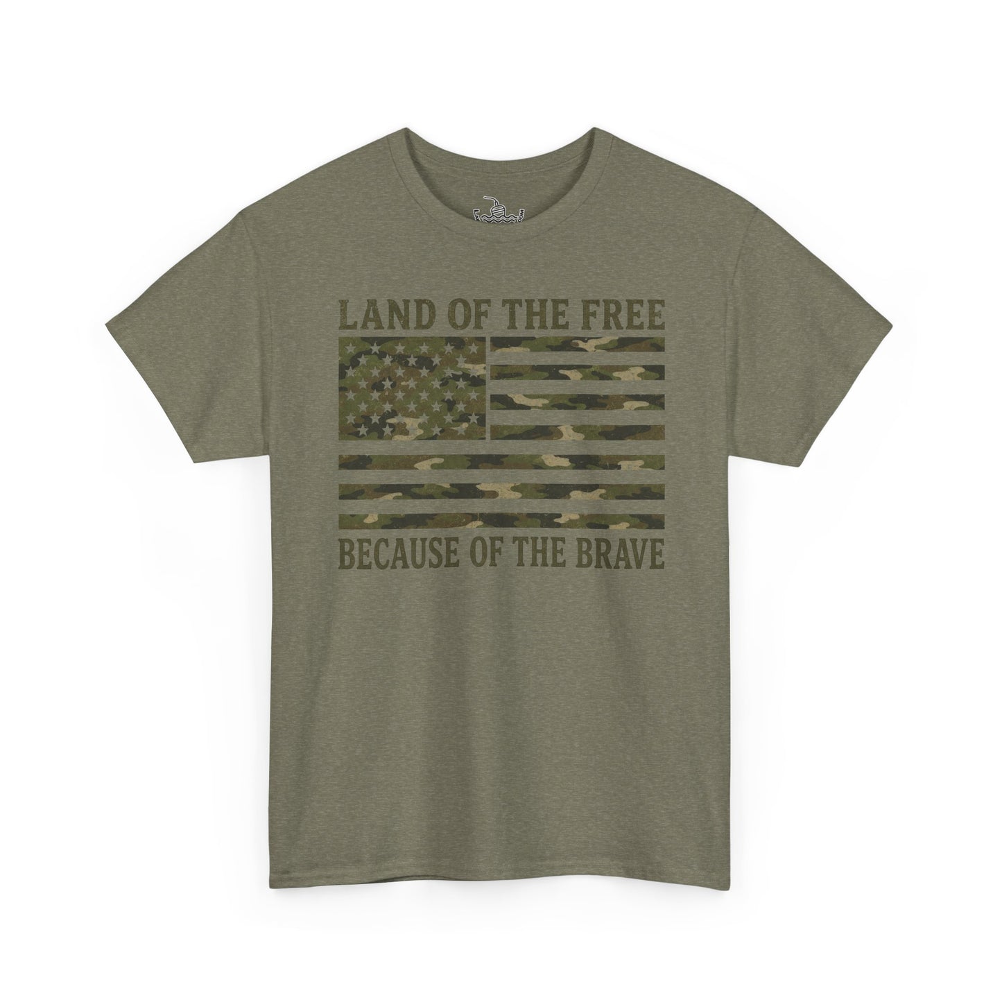 Land of the Free Because of the Brave T-Shirt | American Flag Tee | Patriotic Camo for Veterans and Fourth of July