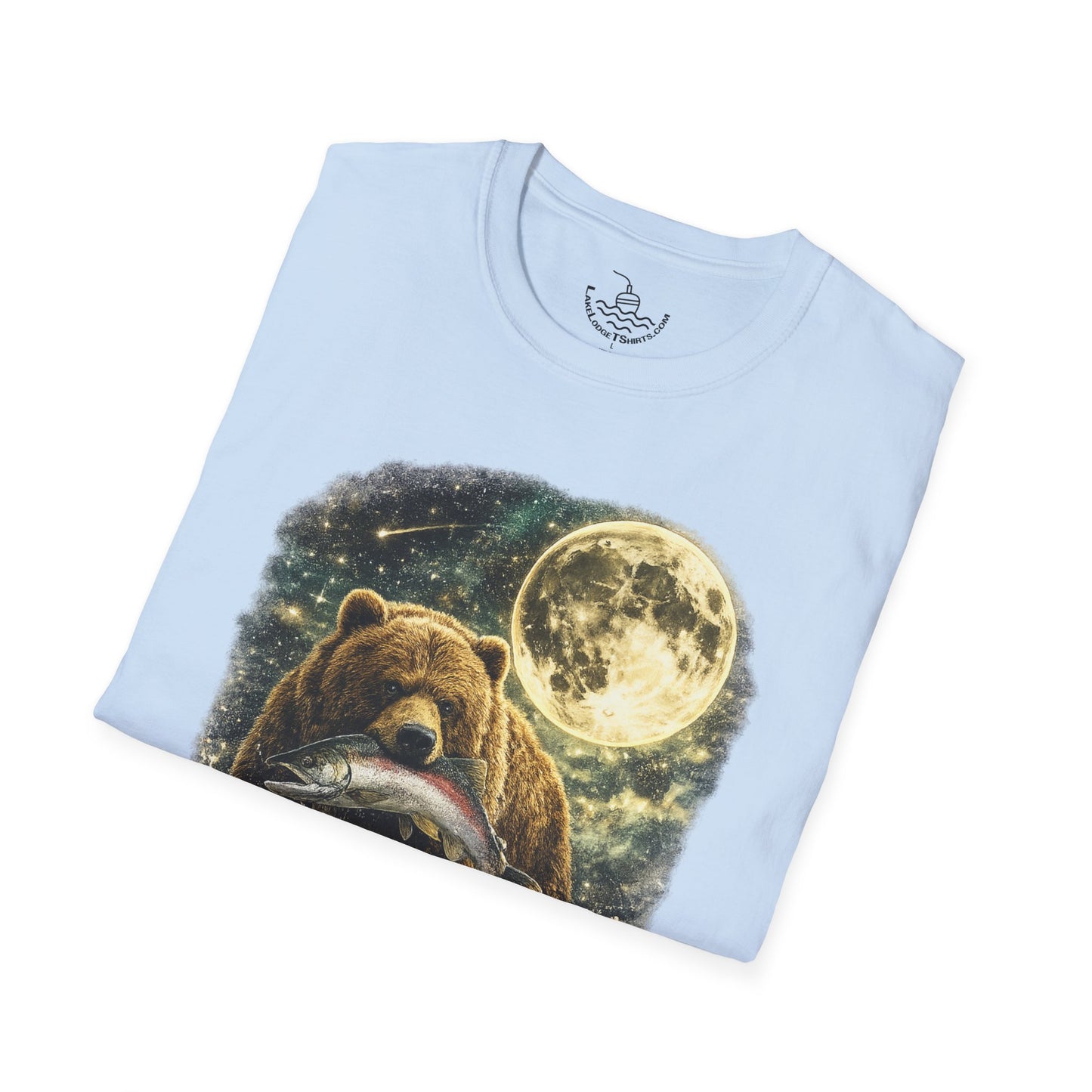 Kodiak Brown Bear Night Fishing with Salmon T-Shirt Midnight Hunting Rustic Forest Animal Art Gift Shirt ULTRA SOFT Shirt