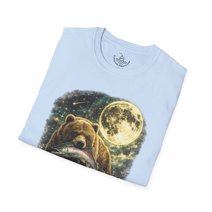 Kodiak Brown Bear Night Fishing with Salmon T-Shirt Midnight Hunting Rustic Forest Animal Art Gift Shirt ULTRA SOFT Shirt