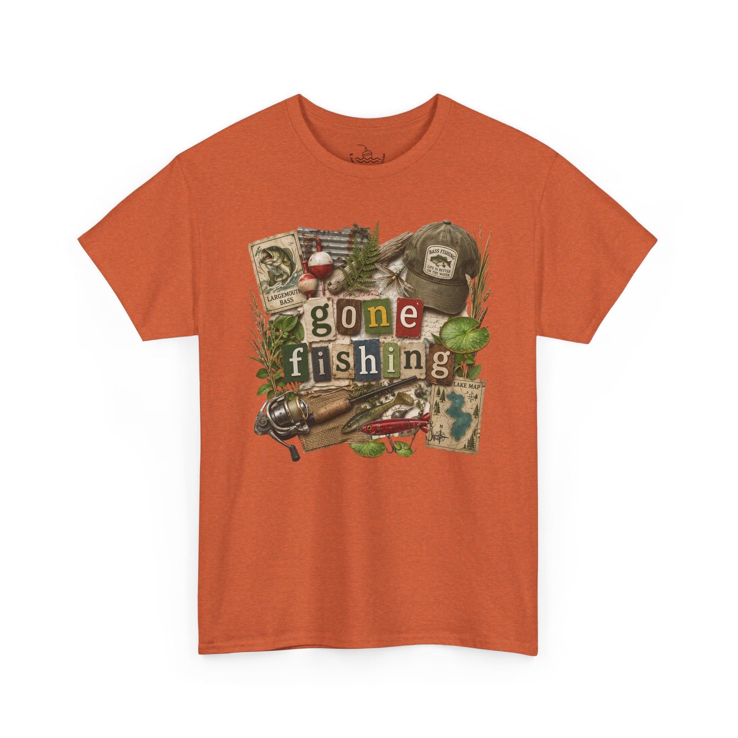 Gone Fishing T-Shirt | Scrapbooking Letters Retro Vintage Design | Retirement and Father's Day Shirt