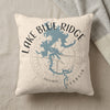 Cream pillow with Lake Blue Ridge map and compass design, "Lake Blue Ridge Georgia".