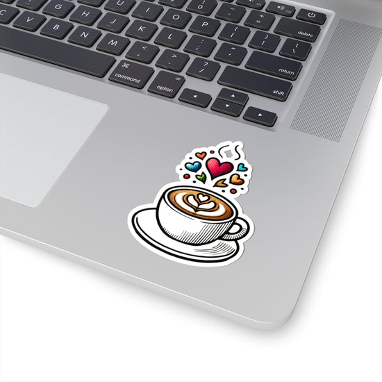 Coffee Latte Love Kiss-Cut Stickers, Laptop Stickers, Heart Decor, Cute Gift for Coffee Lovers, Valentine's Day