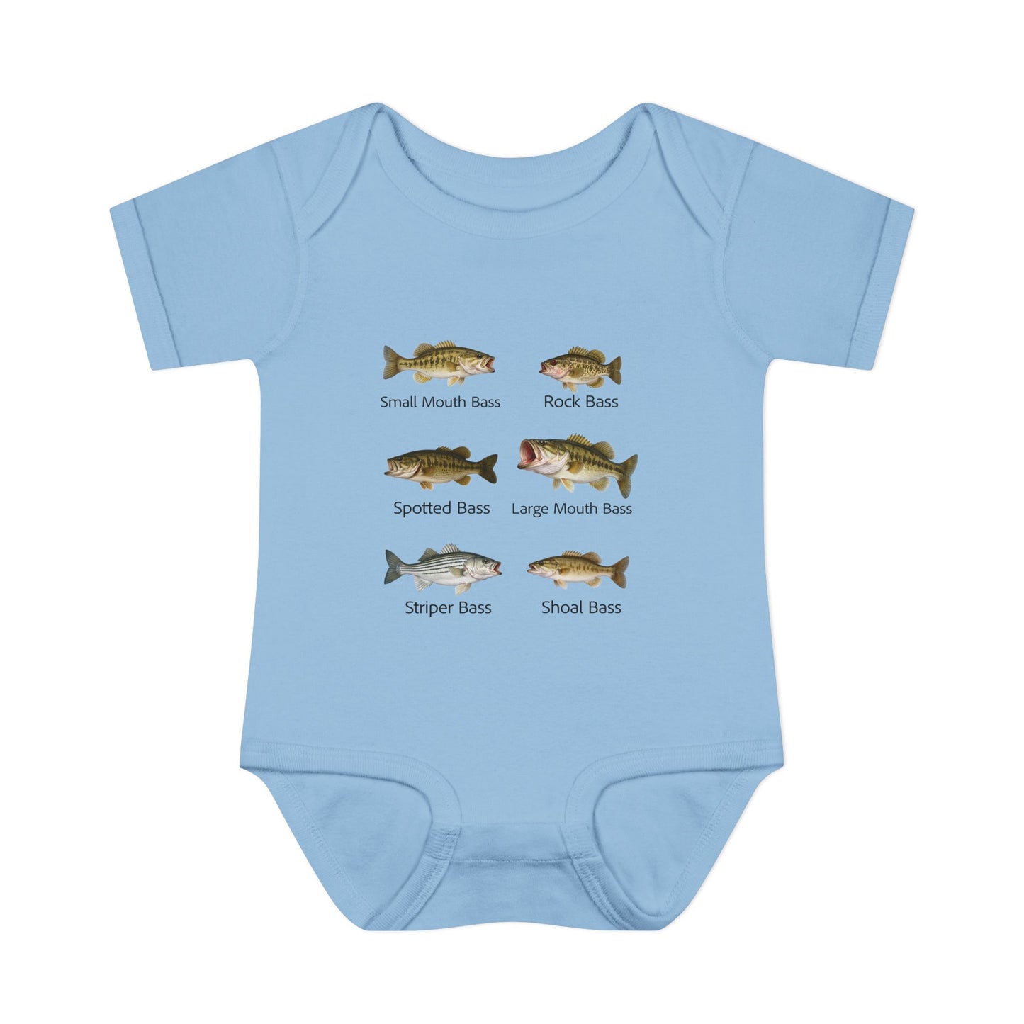 Bass Fish Cute Baby Infant Bodysuit Onesie | Smallmouth, Rock, Spotted, Striper, Largemouth Bass Cool Fishing Baby Onesie
