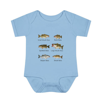 Bass Fish Cute Baby Infant Bodysuit Onesie | Smallmouth, Rock, Spotted, Striper, Largemouth Bass Cool Fishing Baby Onesie