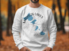 White sweatshirt with "Madison Lakes Wisconsin" text and blue lake shapes over compass.