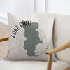 Pillow with Lake Piru map outline and compass design, California text.