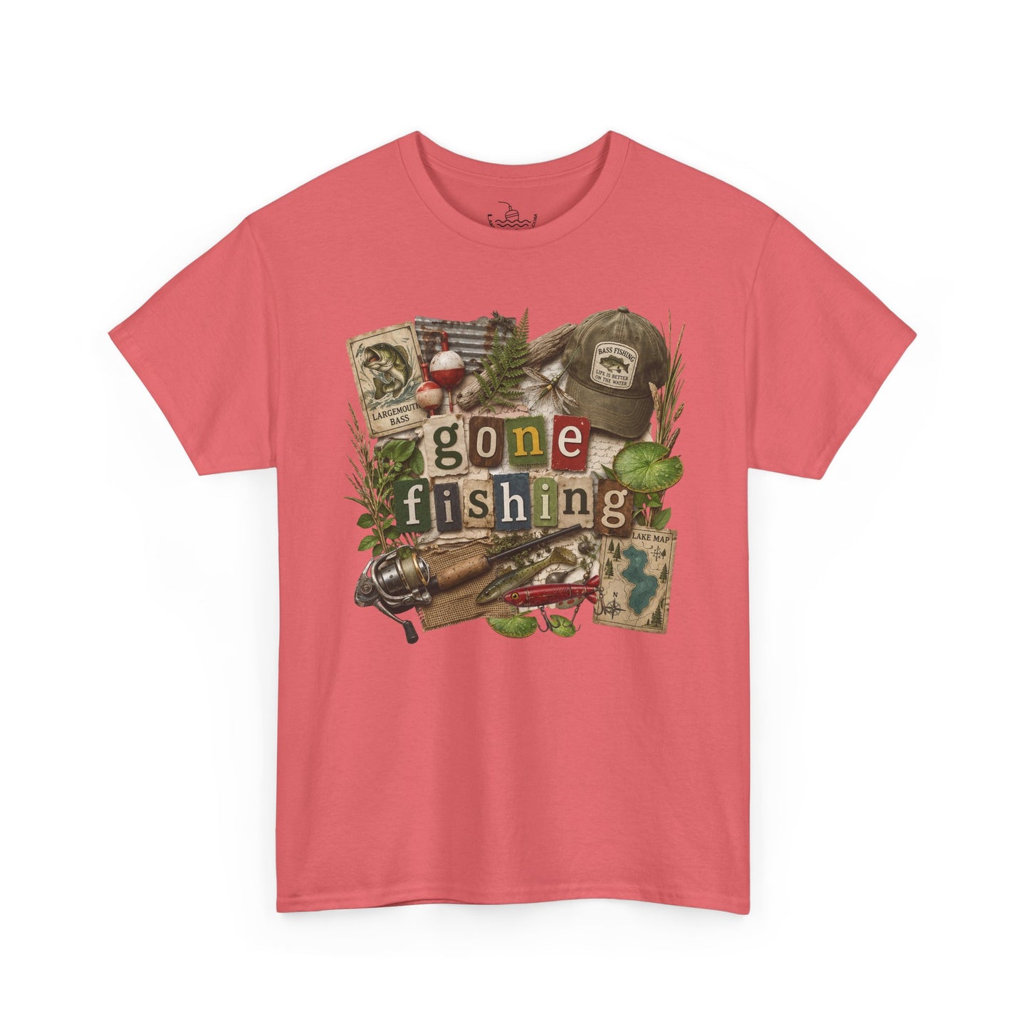 Gone Fishing T-Shirt | Scrapbooking Letters Retro Vintage Design | Retirement and Father's Day Shirt