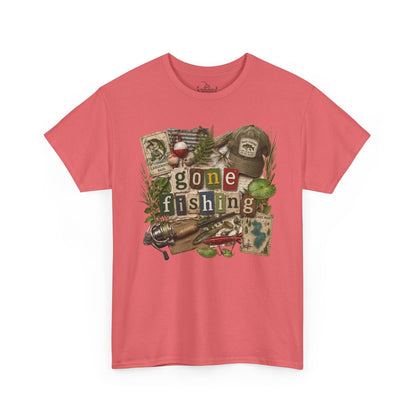 Gone Fishing T-Shirt | Scrapbooking Letters Retro Vintage Design | Retirement and Father's Day Shirt