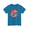 Patriotic Bass Fishing Shirt | American Flag Pride Design on Largemouth Bass with Stars and Stripes Tee for Fourth of July