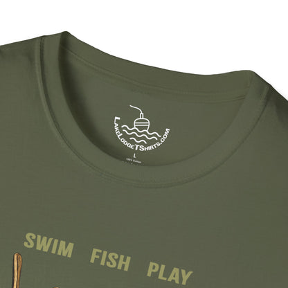 Lake Life T-Shirt | Boat Oars Life Preserver Anchor Letters Rustic Design | Fishing Water Skiing Gift Tee