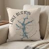 Lake Burton Georgia map pillow with compass design and copyrighted text.