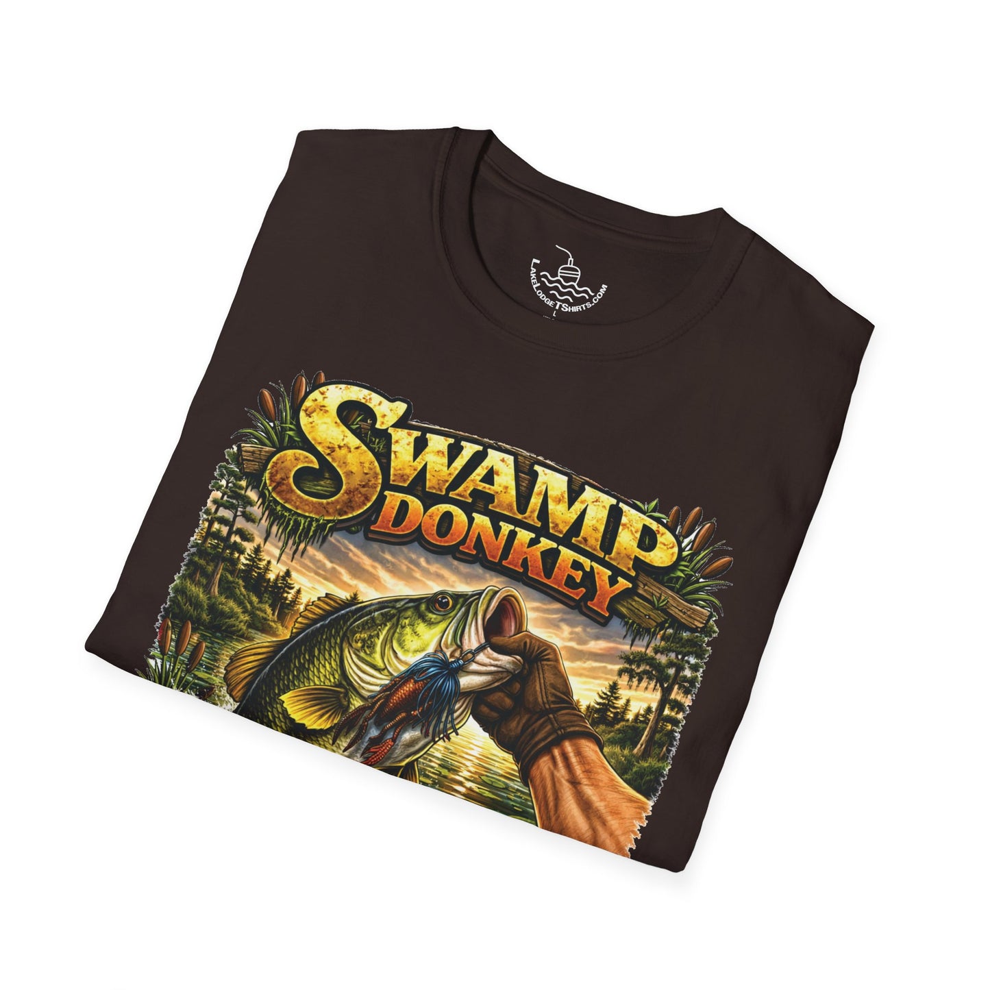 Swamp Donkey Bass Fishing Funny T-Shirt Ultra Soft | Vintage Largemouth Angler Shirt Father's Day