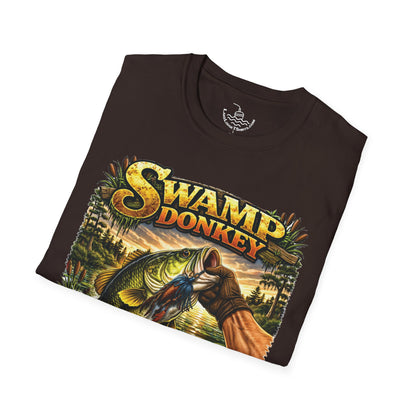 Swamp Donkey Bass Fishing Funny T-Shirt Ultra Soft | Vintage Largemouth Angler Shirt Father's Day