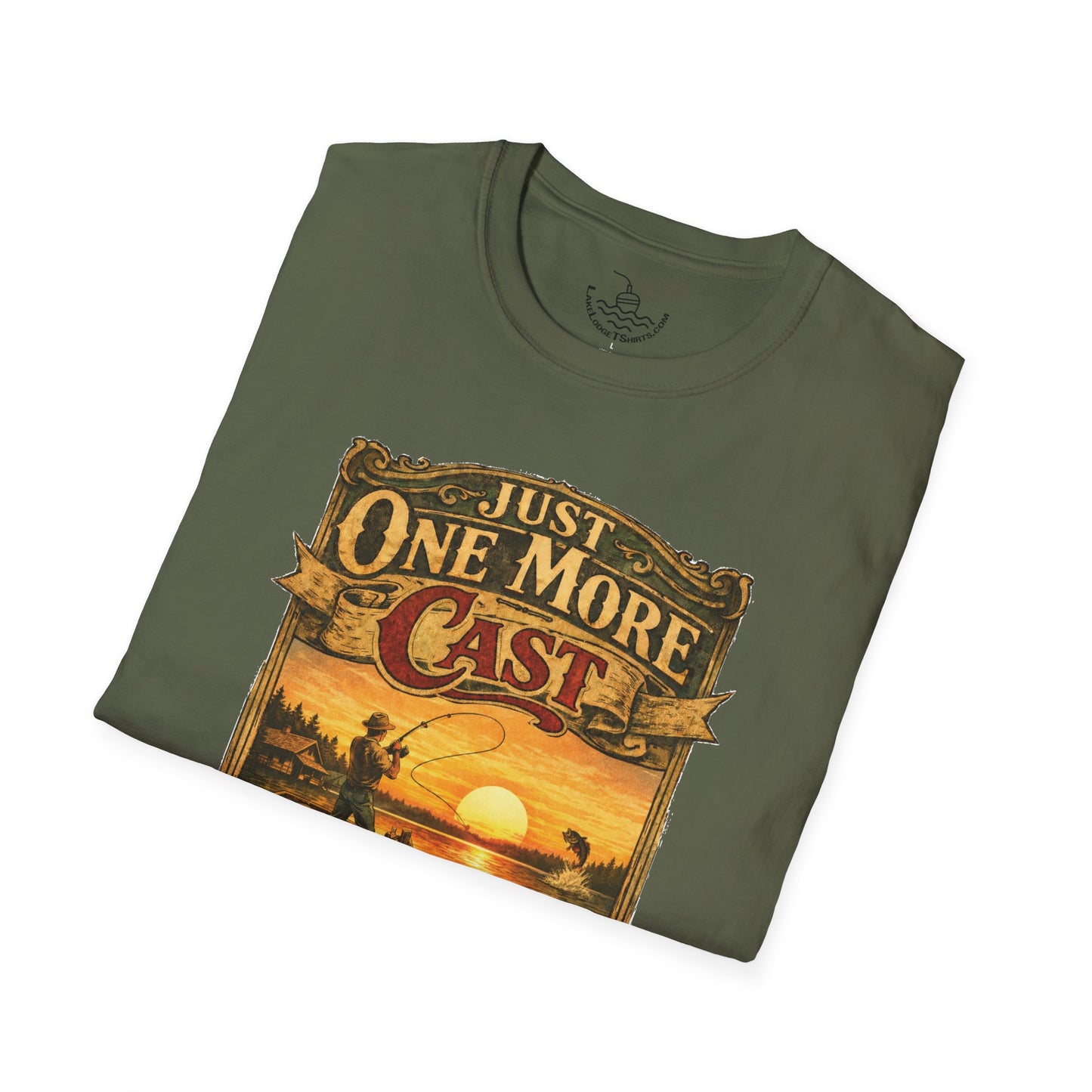 Just One More Cast Funny Fishing T-Shirt | Vintage Retro Design for Anglers and Fisherman