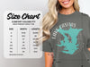Comfort Colors 1717 heavyweight adult tee size chart with width and length measurements.
