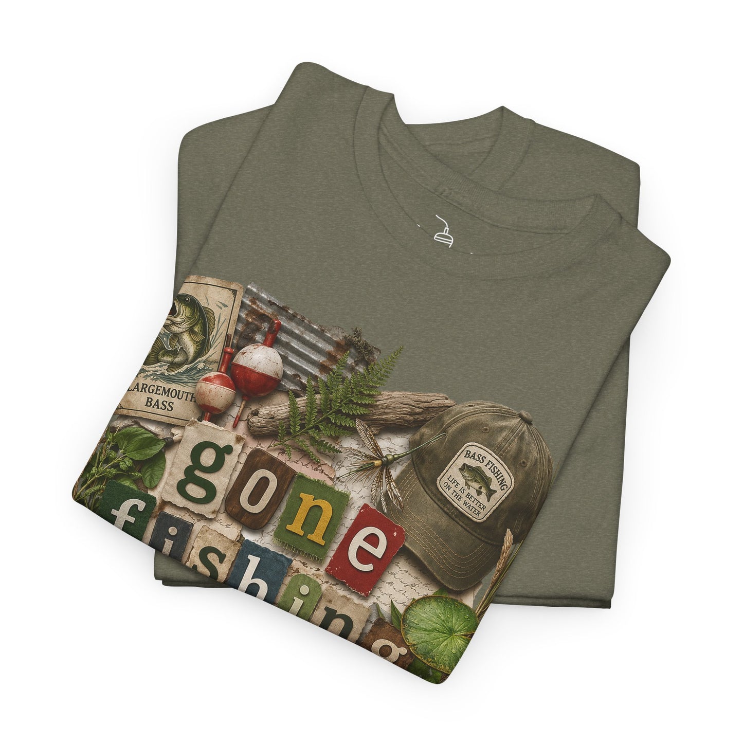 Gone Fishing T-Shirt | Scrapbooking Letters Retro Vintage Design | Retirement and Father's Day Shirt