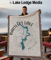 Blanket featuring a map of Bartlett Lake, Arizona, with compass design.