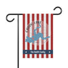 Garden flag with red and white stripes, Caddo Lake map, compass rose, and "The Smith Family".
