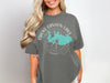 Grey t-shirt with Choke Canyon Lake Texas map graphic and compass design.