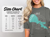 Comfort Colors 1717 heavyweight adult tee size chart with width and length measurements.