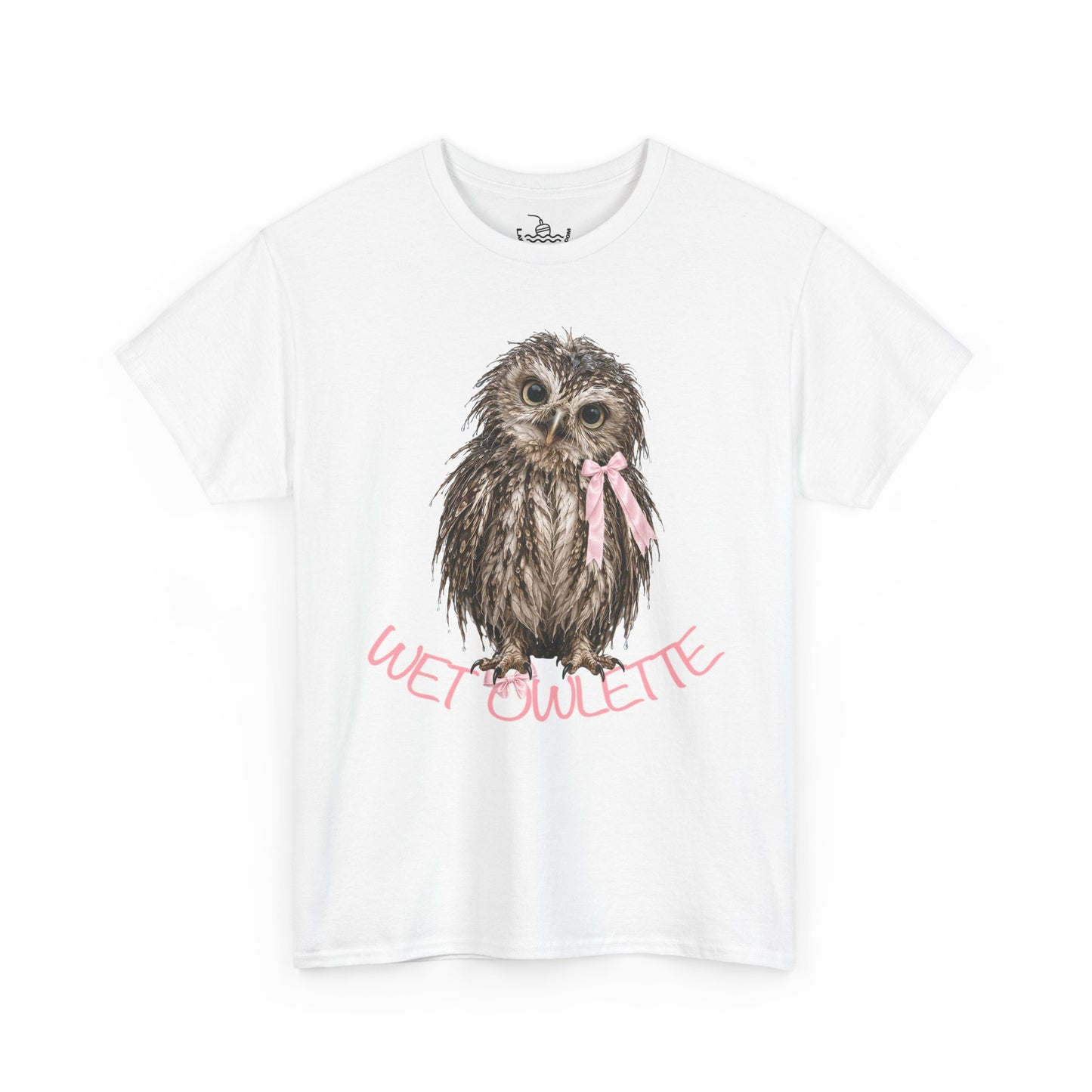 Wet Owl Coquette French Owlette Cute Pink Baby Owl Shirt, Hiking Wildlife T-Shirt, Screech Hoot Owl Bird Watching Shirt