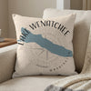 Lake Wenatchee Washington map on cream pillow with compass detail.
