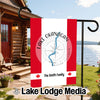 Garden flag with "Lake Okanagan British Columbia" and "The Smith Family" text.